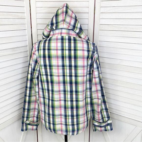 Merona Plaid Cotton Canvas Pullover Hoodie Jacket Pink Blue Small - Picture 5 of 15